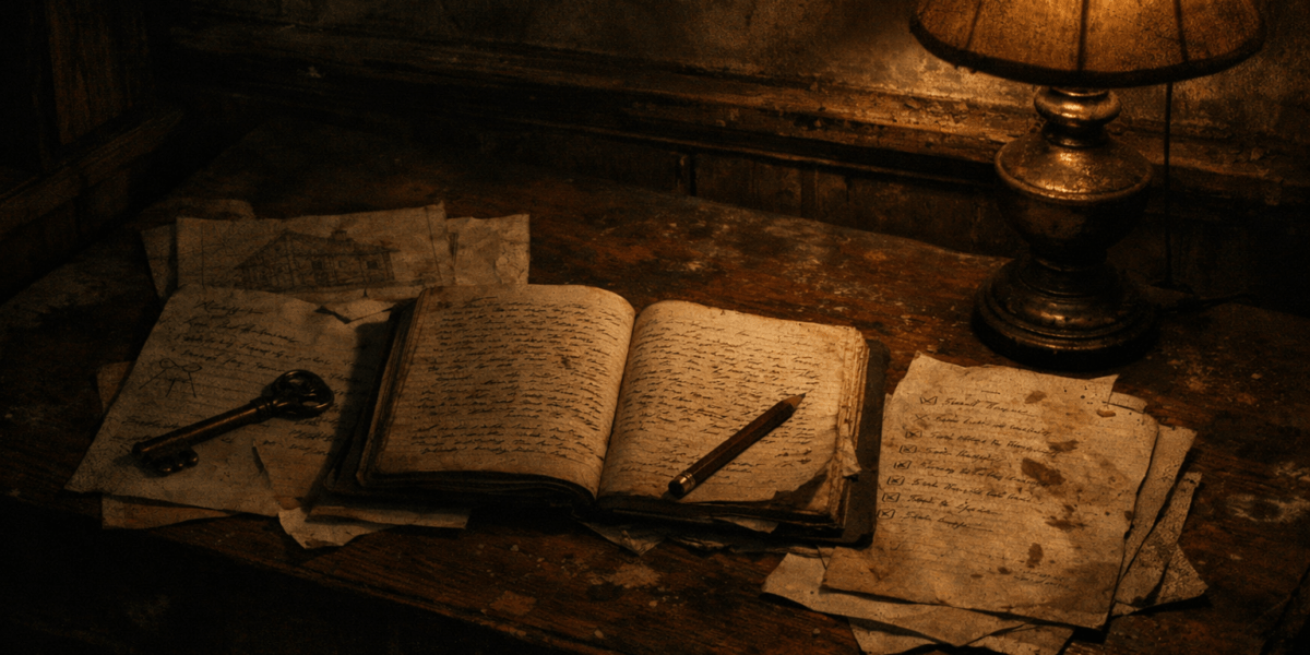 On Paper and Plaster — journal photograph from Entry #030 of The Dead Journal by Thomas Hale
