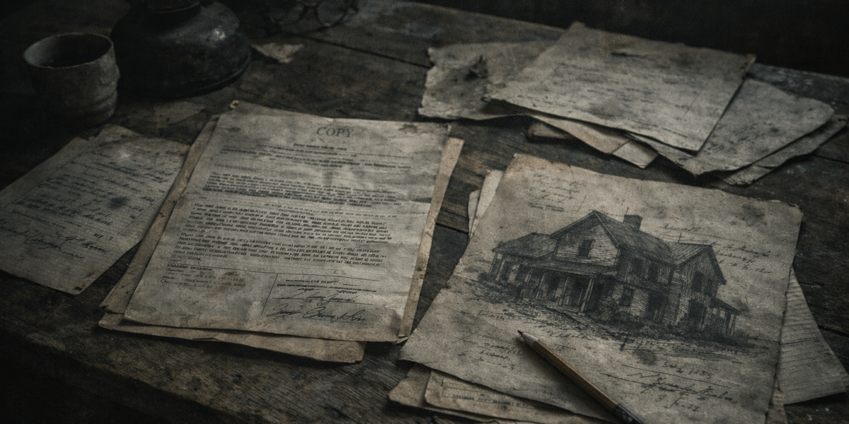 Rooms That Weren't Drawn — journal photograph from Entry #054 of The Dead Journal by Thomas Hale