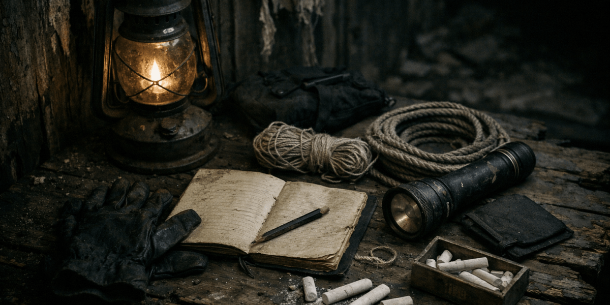 Light, Twine, Chalk — journal photograph from Entry #126 of The Dead Journal by Thomas Hale