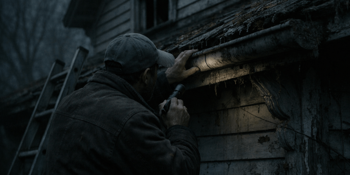 Work Along the Eaves — journal photograph from Entry #146 of The Dead Journal by Thomas Hale