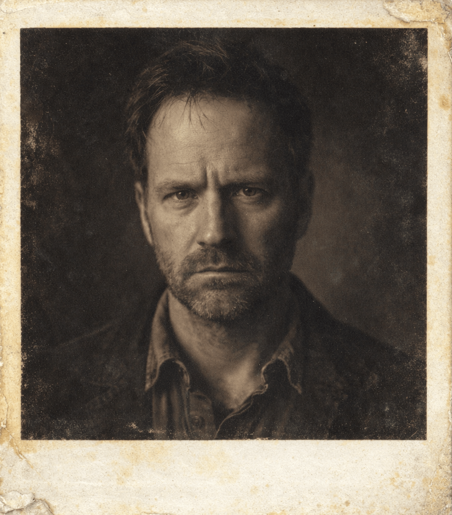 Aged polaroid photograph of Thomas Hale, owner of the haunted house documented in The Dead Journal